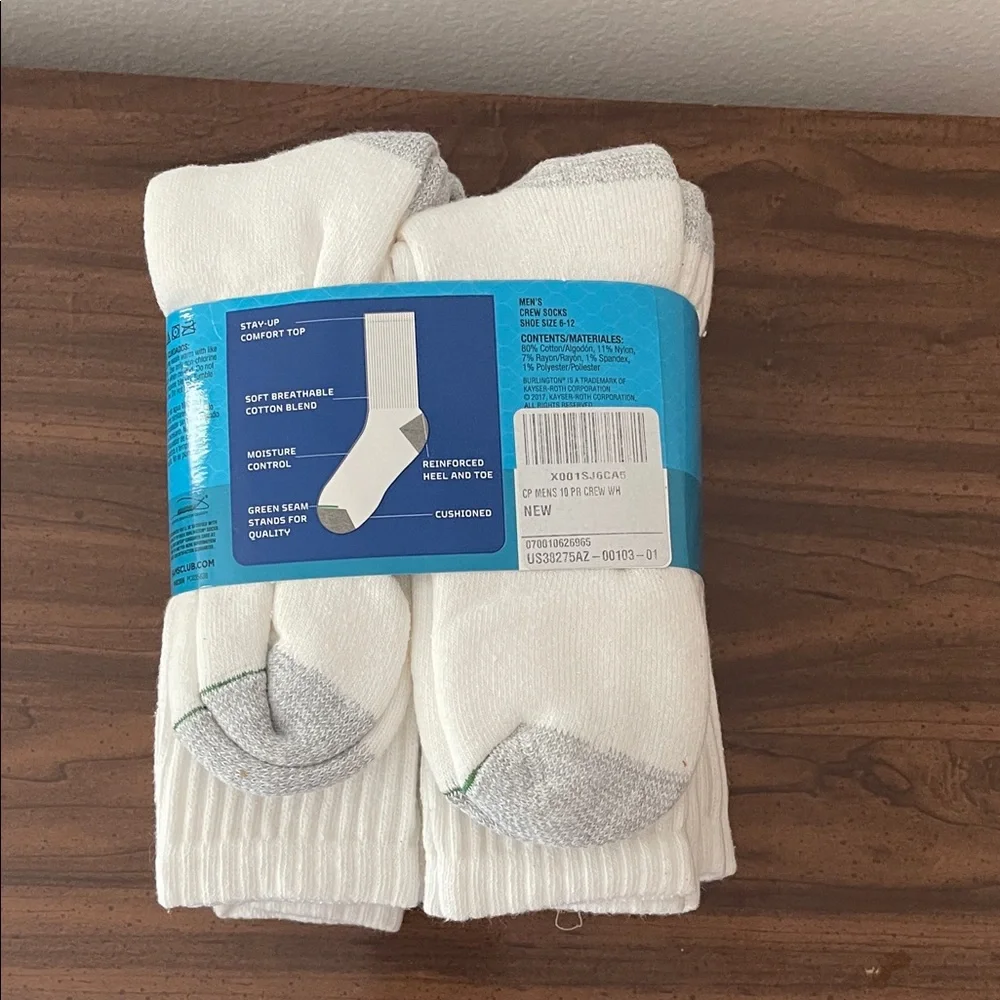 Men's Crew Socks - White and Gray - Picture 3 of 3